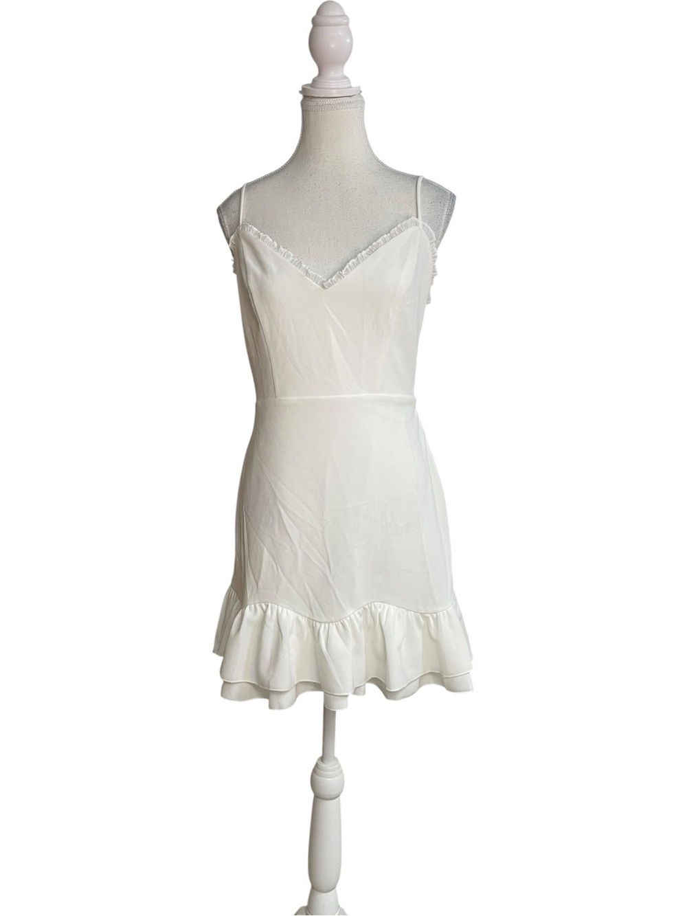 Lulus Nihira Lace Trim Tiered Mini Dress White